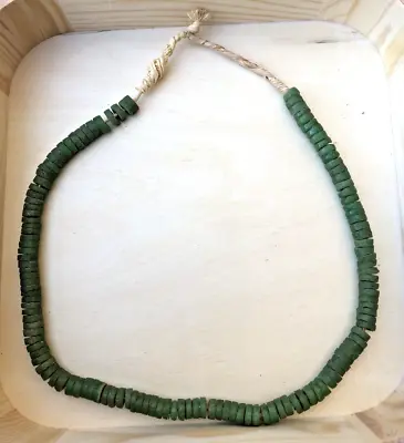 Vintage African Glass Beads - Green Trade Strand - Ghana Powder Sandcast • $11