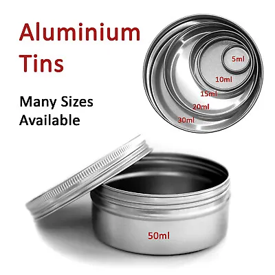 5ml - 250ml Small Round Metal Aluminium Storage Tin Jar Stash Pot Balm Cosmetic • £89.99