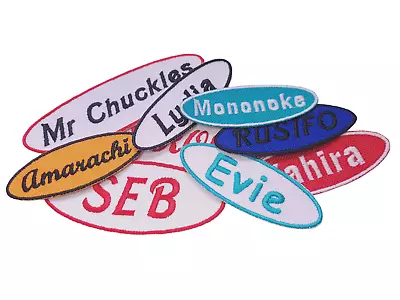 £4.40 • Buy Personalised Oval Embroidered Name Patches Sew Iron On Badge Jeans Club
