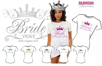 £2.49 • Buy Personalised Crown Bride Bridesmaid Hen Party Iron On T-shirt Transfer