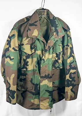 Vintage Alpha Industries M-65 Woodland Camo Cold Weather Field Jacket Med-Short • $64.95