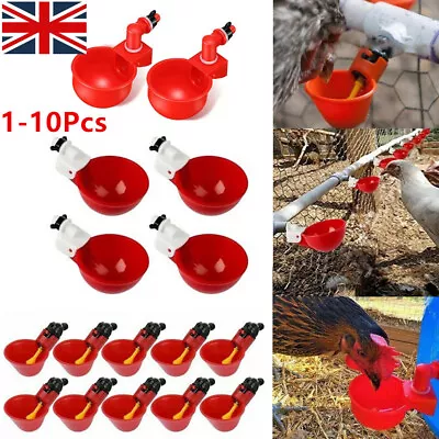 2-10PCS Automatic Water Cups Poultry Drinker Waterer Chicken Duck Quail Drinking • £4.61