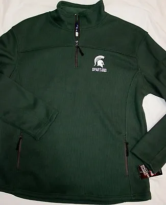 Nwt Embroidered Michigan State Spartans Double Sided Zipper V-neck Pullover-xl • $35
