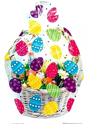 1 X EASTER COLOURFUL EGGS Hamper BASKET Gift Cake CELLOPHANE  BAG With Tie • £3.99