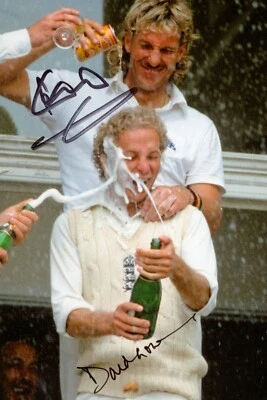 £44.99 • Buy Ian Botham & David Gower Signed 6x4 Photo England Cricket Genuine Autograph +COA