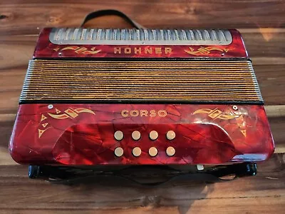 Hohner Corso  21/8 Button Accordion GC   Red -Germany • $292.64