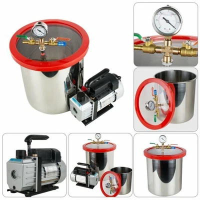 $189 • Buy 5 Gallon Stainless Steel Vacuum Degassing Chamber Silicone With W/3CFM Pump Hose