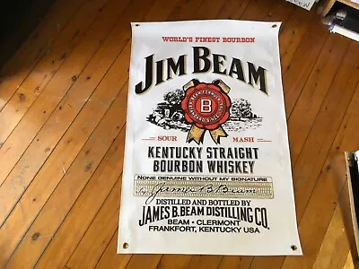 Jim Beam Bourbon Bar Banner Man Cave Flag Printed Poster Mancave Ideas Mens Gift • $42