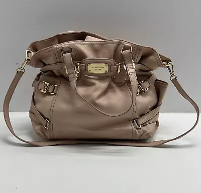 Michael Kors Women's Beige Hamilton Pebble Leather Inner Pockets Shoulder Bag • $20.49