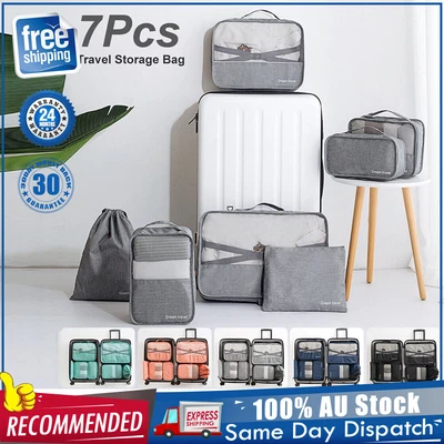 $10.99 • Buy 8PCS Packing Cubes Travel Pouches Luggage Organiser Clothes Suitcase Storage Bag