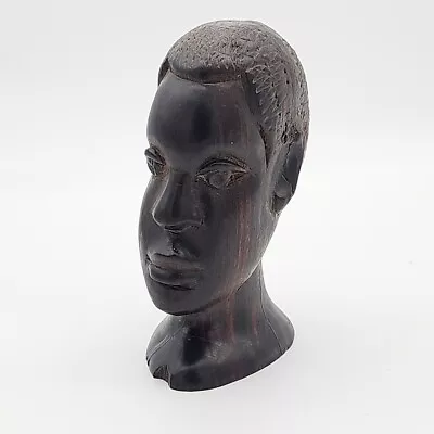 Vintage Wood Hand Craved African Head Figure • £19.99
