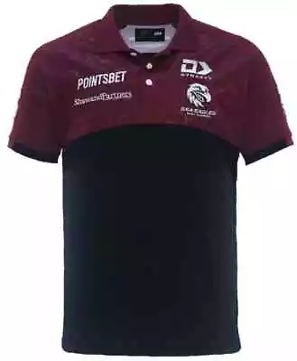 Manly Sea Eagles 2024 NRL Mens Black Alternate Polo Shirt Sizes S-7XL BNWT • $99.95