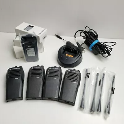 (4) Motorola CP200D UHF Radio AAH01QDC9JA2AN Digital 16 Channels  NEW BATTERIES • $1199