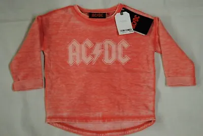 Ac/dc Logo Peach Baby Toddler Fleece Lined Top Jumper New Official Next Rare  • £10.99