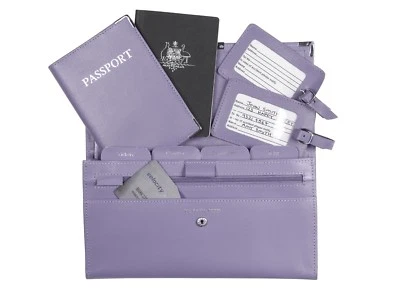 $38 • Buy Personalised Monogrammed Genuine Leather Passport Travel Wallet Set - RFID