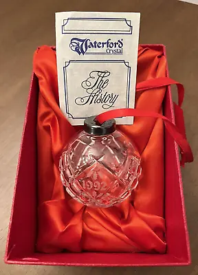 $24.99 • Buy WATERFORD CRYSTAL CHRISTMAS BALL ORNAMENT 1992 With Red Ribbon In Box Mint