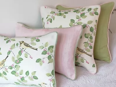 Laura Ashley  Aviary Garden Apple Fabric Cushion Cover Piped  16” • £21