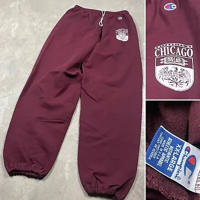 Vintage Champion Sweatpants 90s University Of Chicago Maroons XXL Men’s USA Made • $44.99