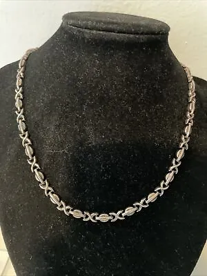 Sterling Silver X & O's Hugs & Kisses Necklace 16.5”. 16 Grams Italy • $75.99