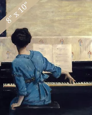 Vintage Woman At Piano Painting Reproduction Giclee Print 8x10 On Fine Art Paper • $14.99