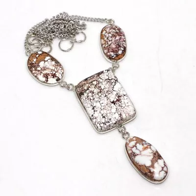 925 Silver Plated-Wild Horse Gemstone Handmade Ethnic Necklace Jewelry 16  GW • $3.99