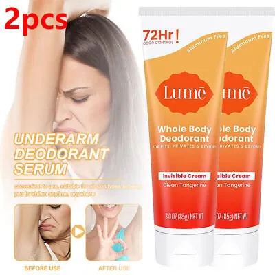 2pcs Lume Whole Body Deodorant Invisible Cream Clean Tangerine 72Hr Odor Control • $17.65