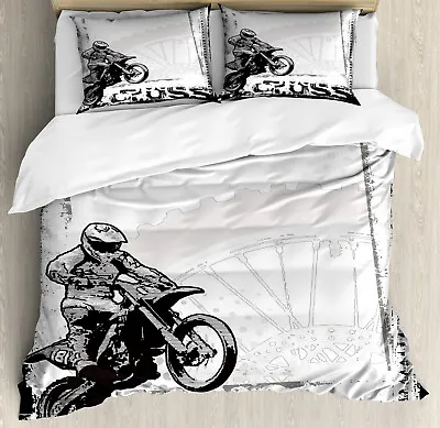Inspirational Duvet Cover Set With Pillow Shams Motocross Racer Print • $69.99