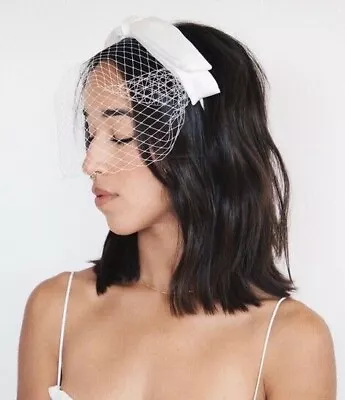 Kristin Ess Bridal Wedding Veil Headband Bright White Hair Piece New Vtg Style • $19.99