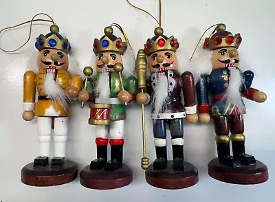 Lot 4 Wooden Jeweled Crown Christmas Nutcracker Figurines Ornaments • $26.99