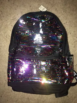 Victoria's Secret RAINBOW Sequin Backpack NeW Pink Campus Bling Book Bag NWT • $64.99