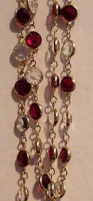 Vtg Monet Swarovski  Red & Clear Crystals 17  Long Necklace W Dangling  Earrings • $18