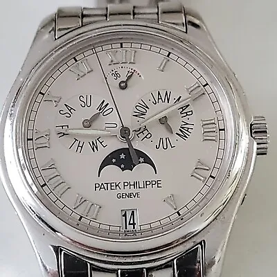 Patek Philippe Annual Calendar 18K White Gold 36 Mm Moon Phases Watch 5036/1G • $34750