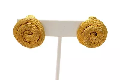 Vintage Clip On Earrings Gold Tone Spun Wire • $14.99