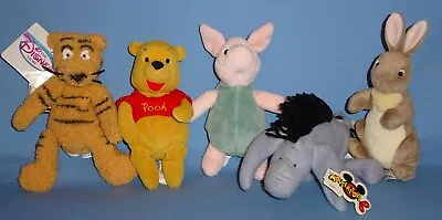 Disney Plush Classic Pooh Winnie The Pooh-Eeyore-Tigger-Piglet-Rabbit-Beanie LOT • $28.99