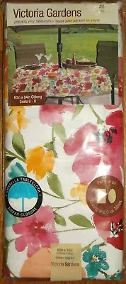 VINYL UMBRELLA TABLECLOTH 60 X 84 ZIPPER CLOSURE VICTORIA GARDENS RECTANGLE NEW • $14.49