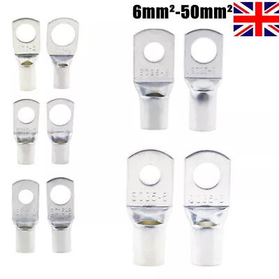 £3.99 • Buy 6-50mm² Tinned Copper Lug Ring Battery Terminals Wire Welding Cable Connectors