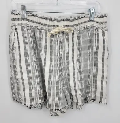 Ecote Shorts Womens Medium Gray White Aztec Southwester Stripe Pull On Boho • $16.91