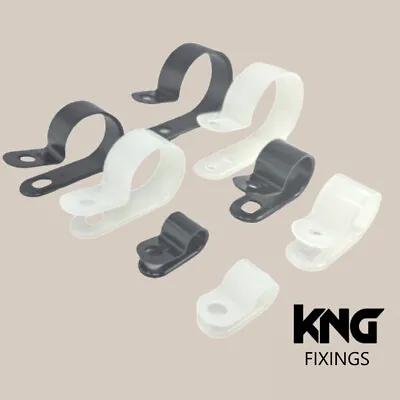 £4.90 • Buy Black & White Nylon Plastic P Clips - High Quality Fasteners For Cable & Tubing