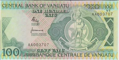 Vanuatu Banknote P1a 100 Vatu Pfx AA Low Serial Numbers  UNC  We Combine • $9.99
