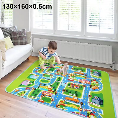 Road Map Kids Play Baby Mat Race Car Rug Runner Nursery Home 130x160cm • £10.89