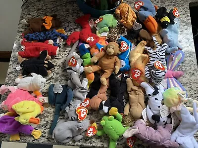 Lot Of 36 Mini TY Small Beanie Babies - 28 Have Hang Tags - Various Mixed Group • $4.99