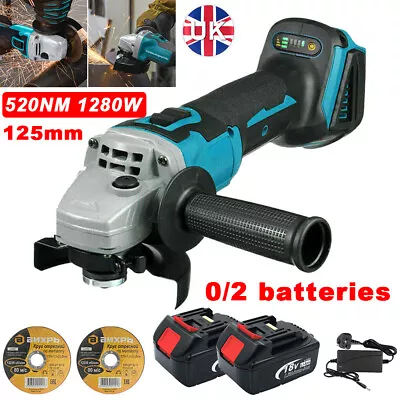 18V Cordless Angle Grinder Brushless 125mm With 4.0Ah Battery & Charger & Disc • £27.98