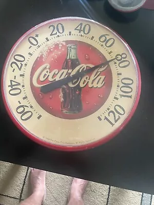 Coca-Cola Circular Thermometer Vintage 1998 • $20