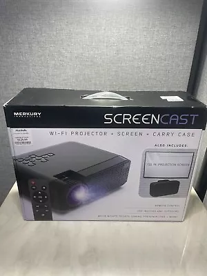 Mercury Innovations Screencast Wi-Fi Projector W/ Screen & Carry Case Bundle NEW • $40