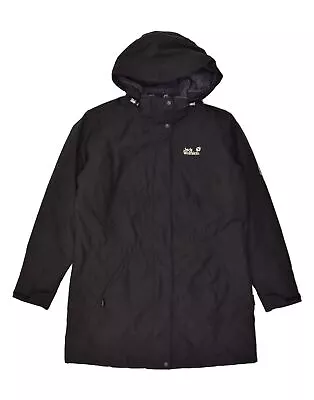 JACK WOLFSKIN Womens Hooded Windbreaker Coat UK 16 Large Black Polyester AW16 • £36.46