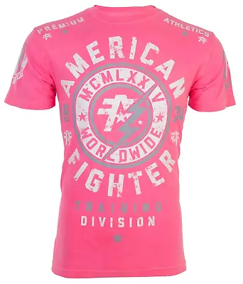 AMERICAN FIGHTER Men's T-Shirt MADISON Athletic Biker GYM Pink MMA • $26.95