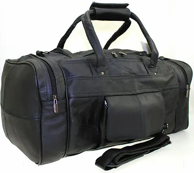 Large Genuine Leather Holdall Luggage Travel Weekend Cabin Sports Duffle Bag • £49.99