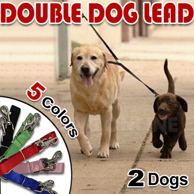 $5.99 • Buy Dual Double Dog Leash Pet Puppy Leash Adjustable 1 Lead 2 Way Dual Walking Lead