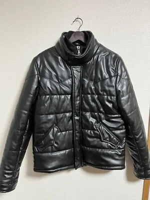 ZARA Leather Down Jacket Mans Black Size L  JP • $120