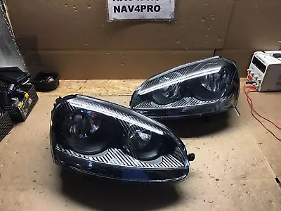 FIT 2006-2009 Volkswagen VW Jetta Golf Rabbit Black Halogen Headlight Pair #H459 • $124.20